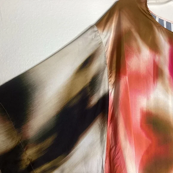 ALEMBIKA Butterfly Tunic Top Mixed Media Crush Satin Lg - Picture 4 of 8